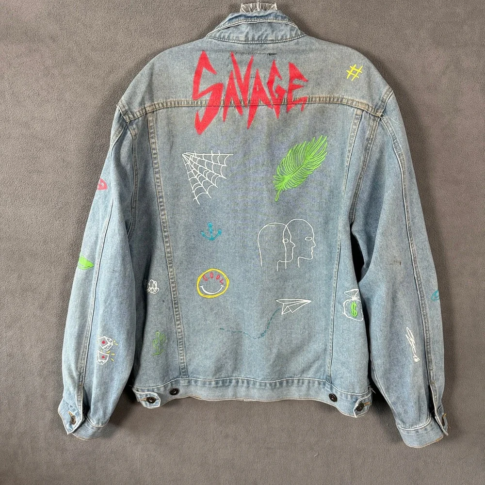 Brooklyn Cloth Mens Denim Jacket XL Blue Jean Trucker Savage - Picture 2 of 16